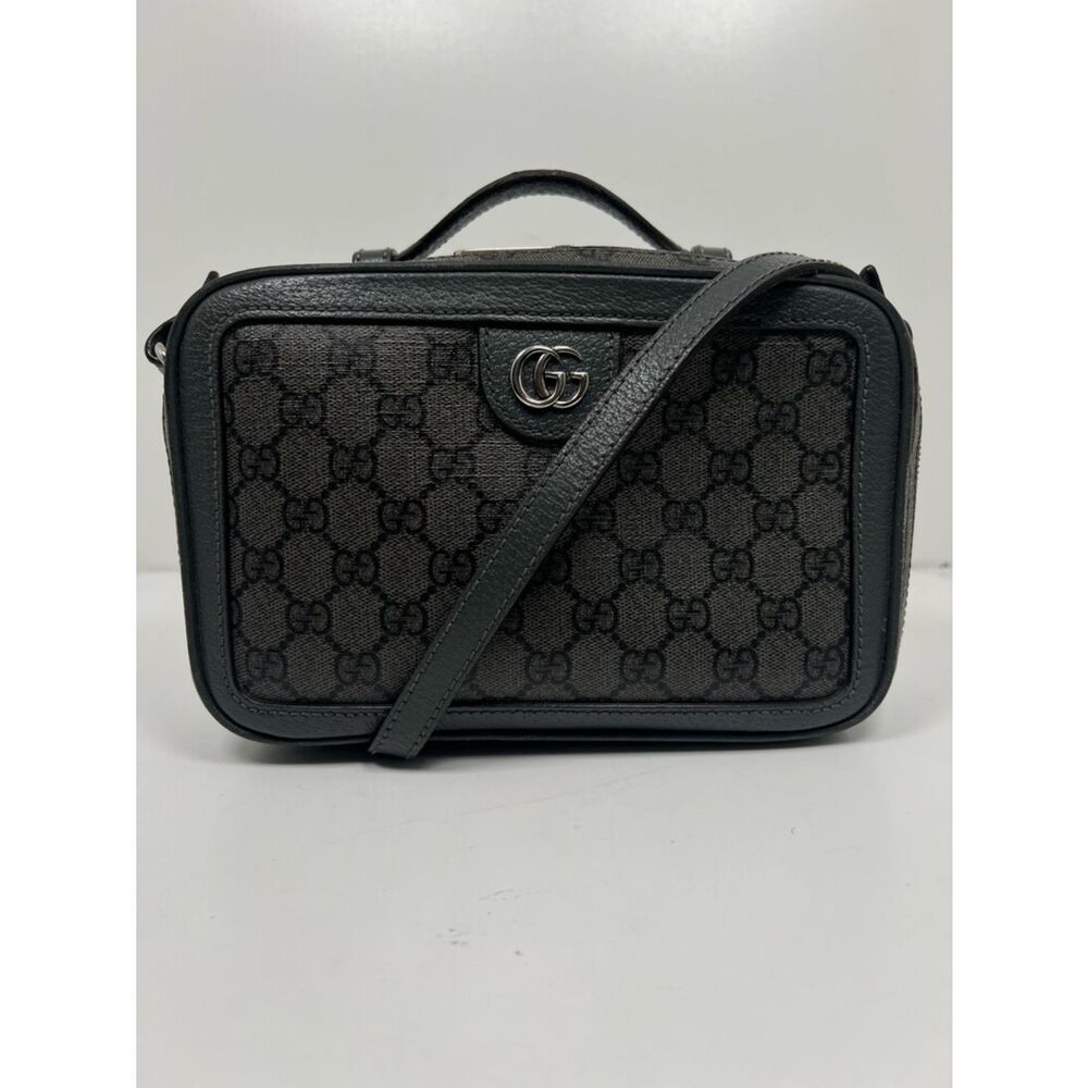 Gucci Ophidia Zip Around Camera Crossbody Bag GG Coated Canvas Small